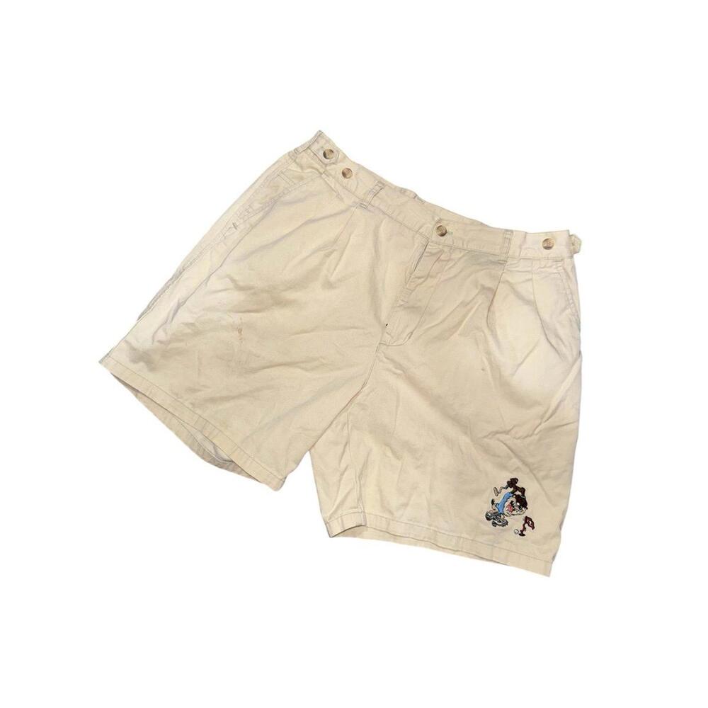 VNTG 90s Taz Looney Tunes Warner Bros Beige Cacky Shorts Embroidered Rare Sz 34